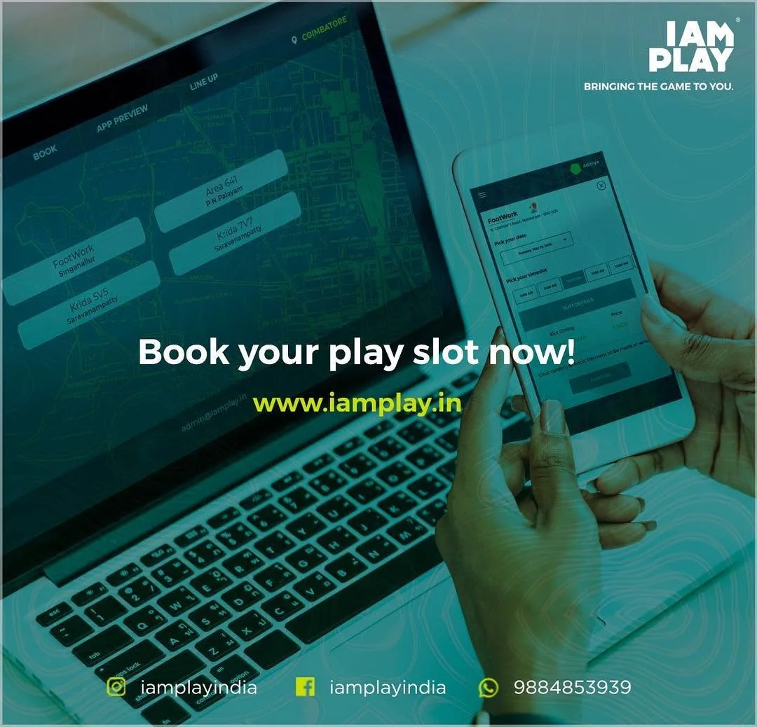 IAMPLAY web and mobile booking flow for reserving a venue slot